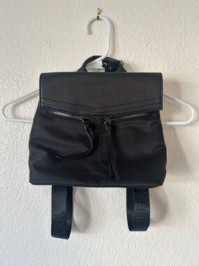 Botkier Black Mini Backpack with Top Flap and Front Zip